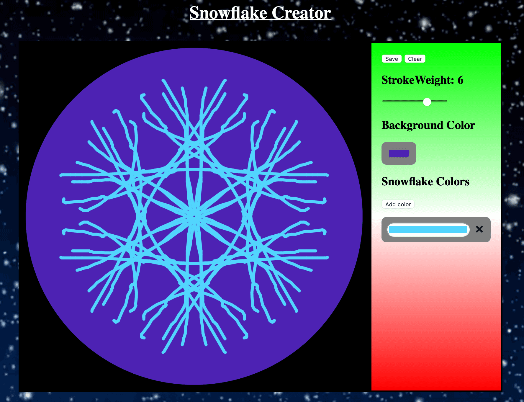 Snowflake Creator with many colors