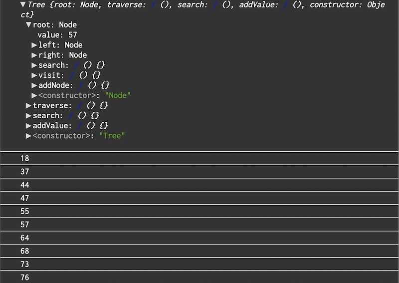 "Binary Search Tree" code example